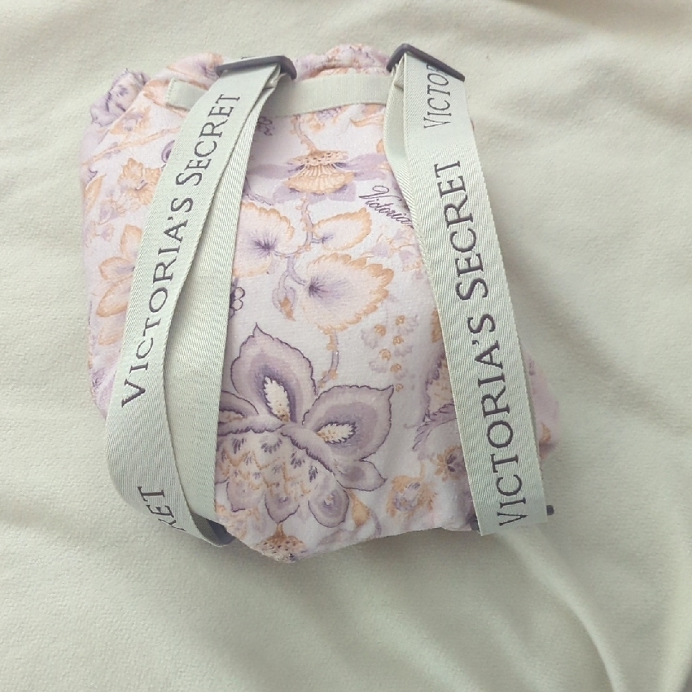 Victoria's Secret Floral Cosmetic Bag - Purple and Cream